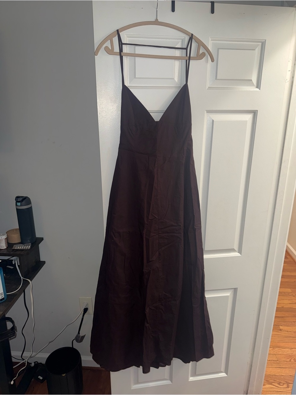 Zara Dark Brown Spaghetti-Strap Maxi Dress